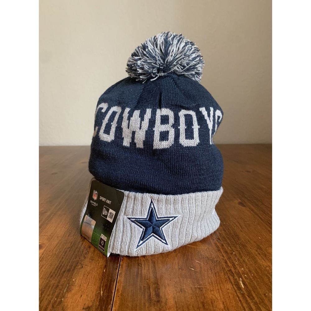 Dallas Cowboys Beanie Pom Winter Knit Hat NWT On Field New Era Fleece Lined